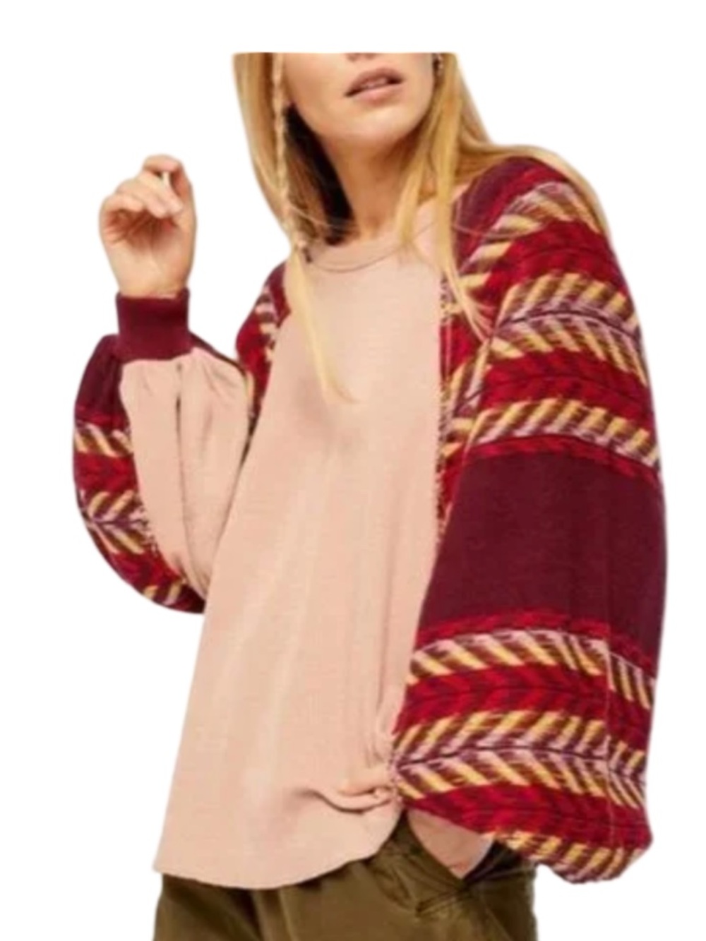 🩰🧶 Free People we the free Rainbow Dreams in Arizona Sands, Balloon sleeves 🧶🩰 - Picture 2 of 8